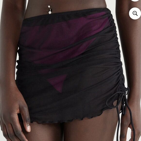 No Boundaries Black Mesh Side Tie Coverup Swim Skirt Sz XXL 19 New With Tags - Picture 4 of 7